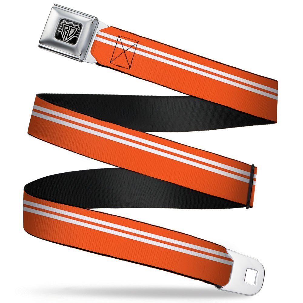 9172 Seatbelt Belt - Racing Stripe Orange/White - 1.5" Wide - 24-38 Inches